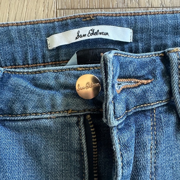 Sam Edelman Blue Ankle Cropped Jeans Frayed Hem - Picture 4 of 6